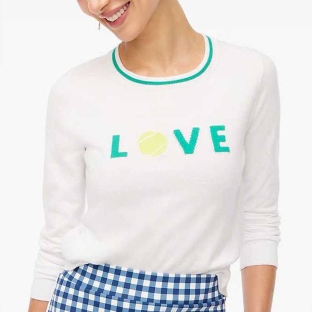 NWOT J Crew Factory Tennis Love Teddie Crew Neck Sweater